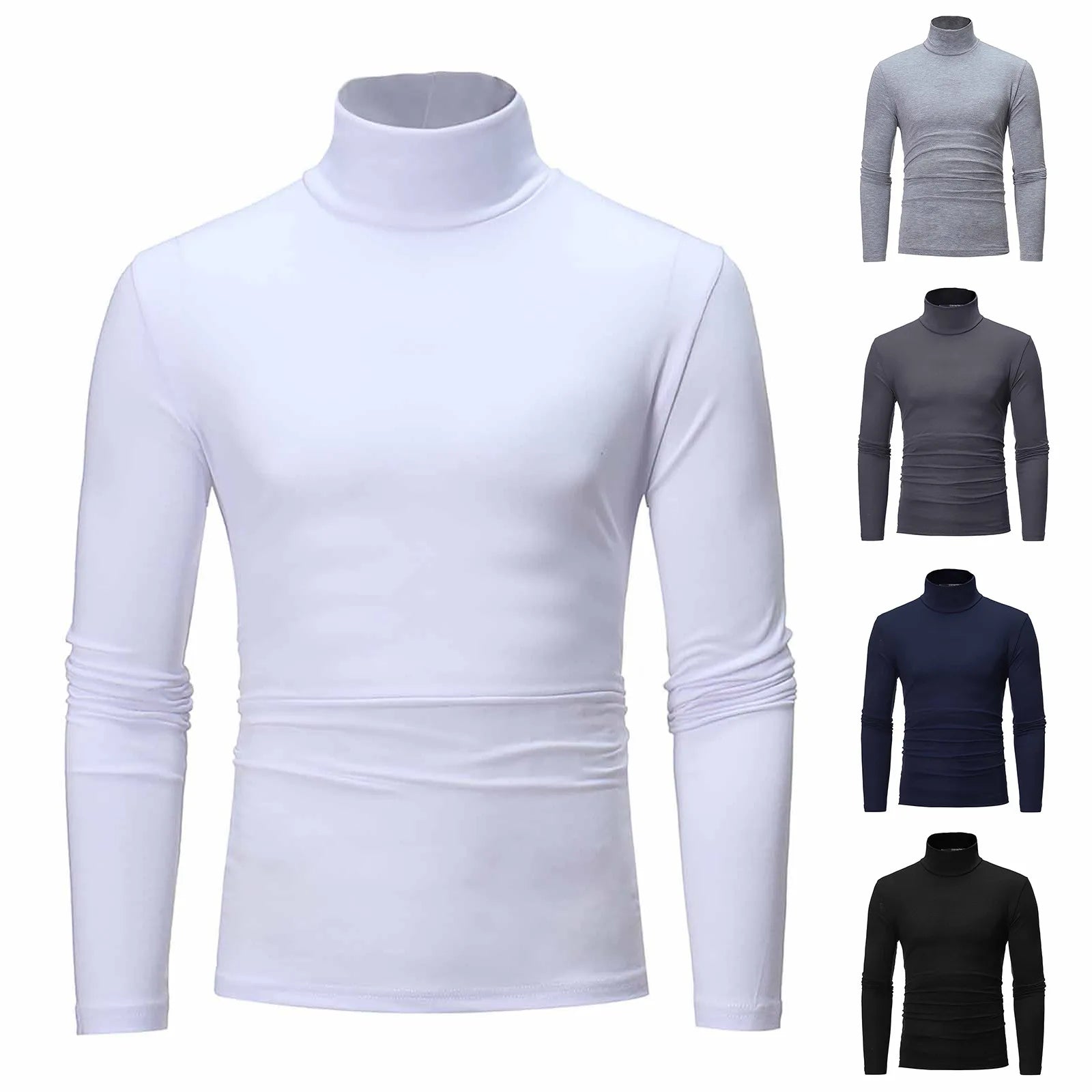 Thermal Underwear Tops Men Winter Clothes Thermal Shirt Autumn Men's Winter Tights High Neck Thin Slim Fit Long Sleeve T-shirt