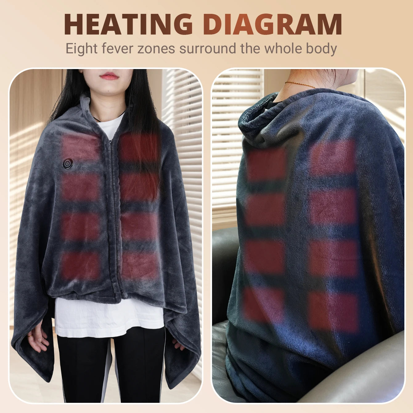 Winter Warm Shawl Heating Warm Shawl Blanket Covering Outdoor Fast Heating Leg Blanket Suitable For Home Office